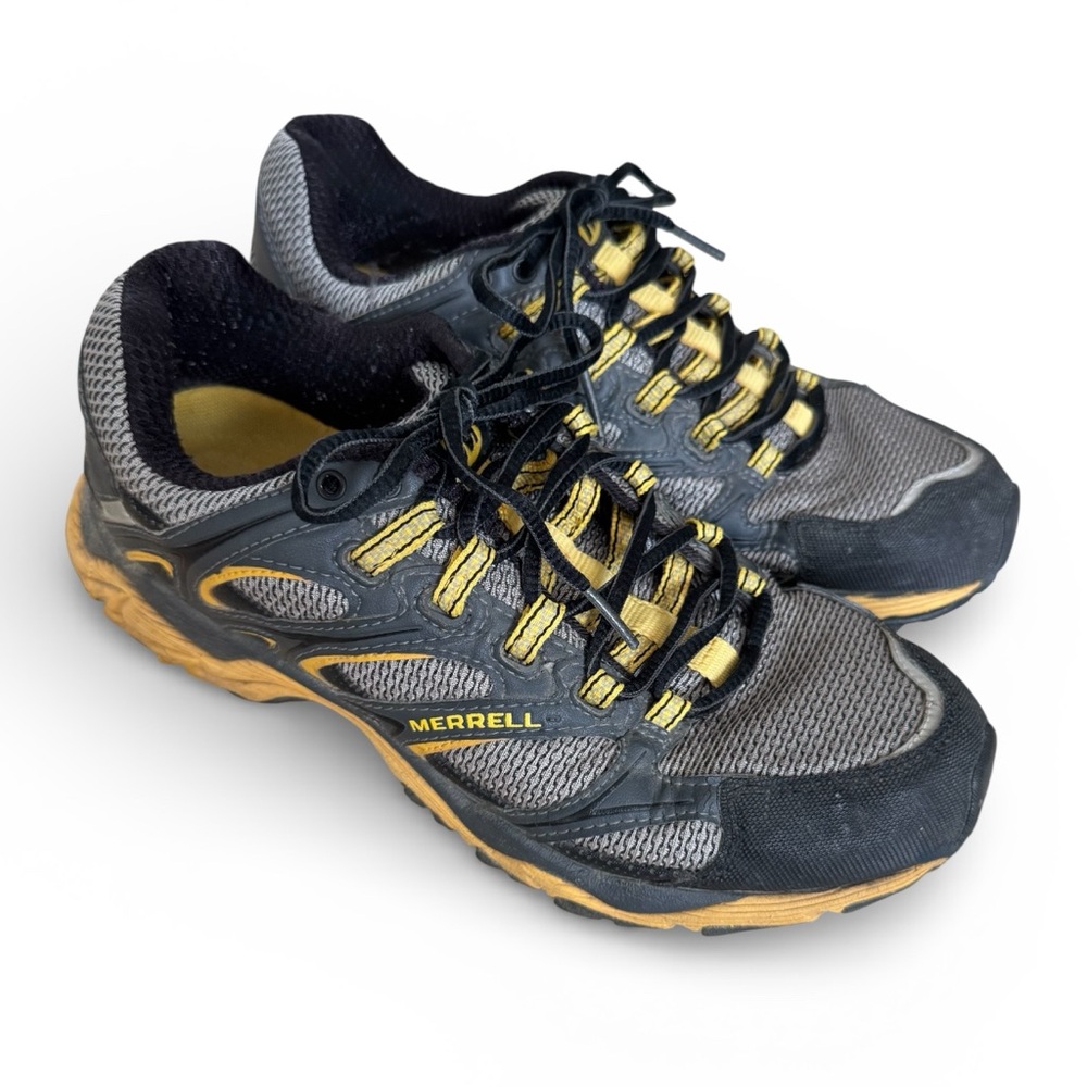 Merrell Trail Glove Hiking Sneakers Outdoor Shoes Gray Yellow Men’s Size 8